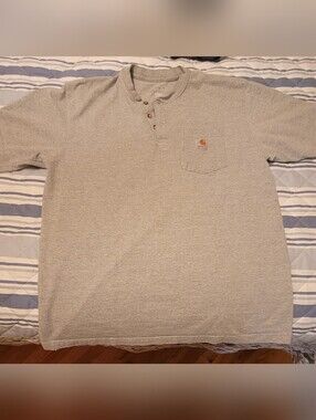 Carhartt Men's Light Gray Henley Pocket Short-Sleeve Shirt